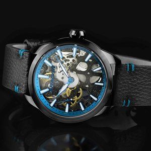 NEW! ARAGON Manual Wind Skeleton Watch Aqua Blue Caprice 44mm Mechanical A492AQU